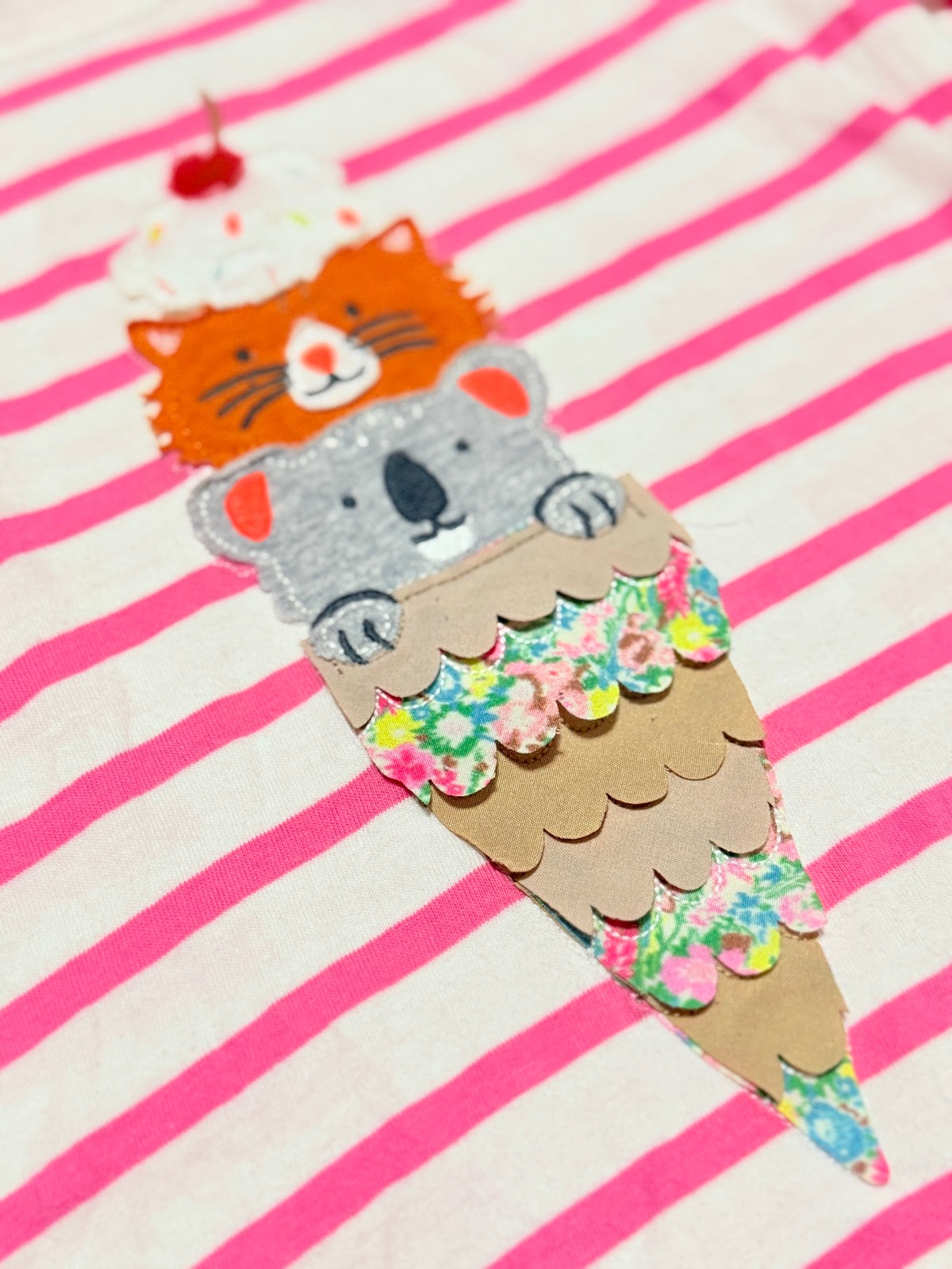 Mini Boden Pink Stripe Koala Tee 5-6Y