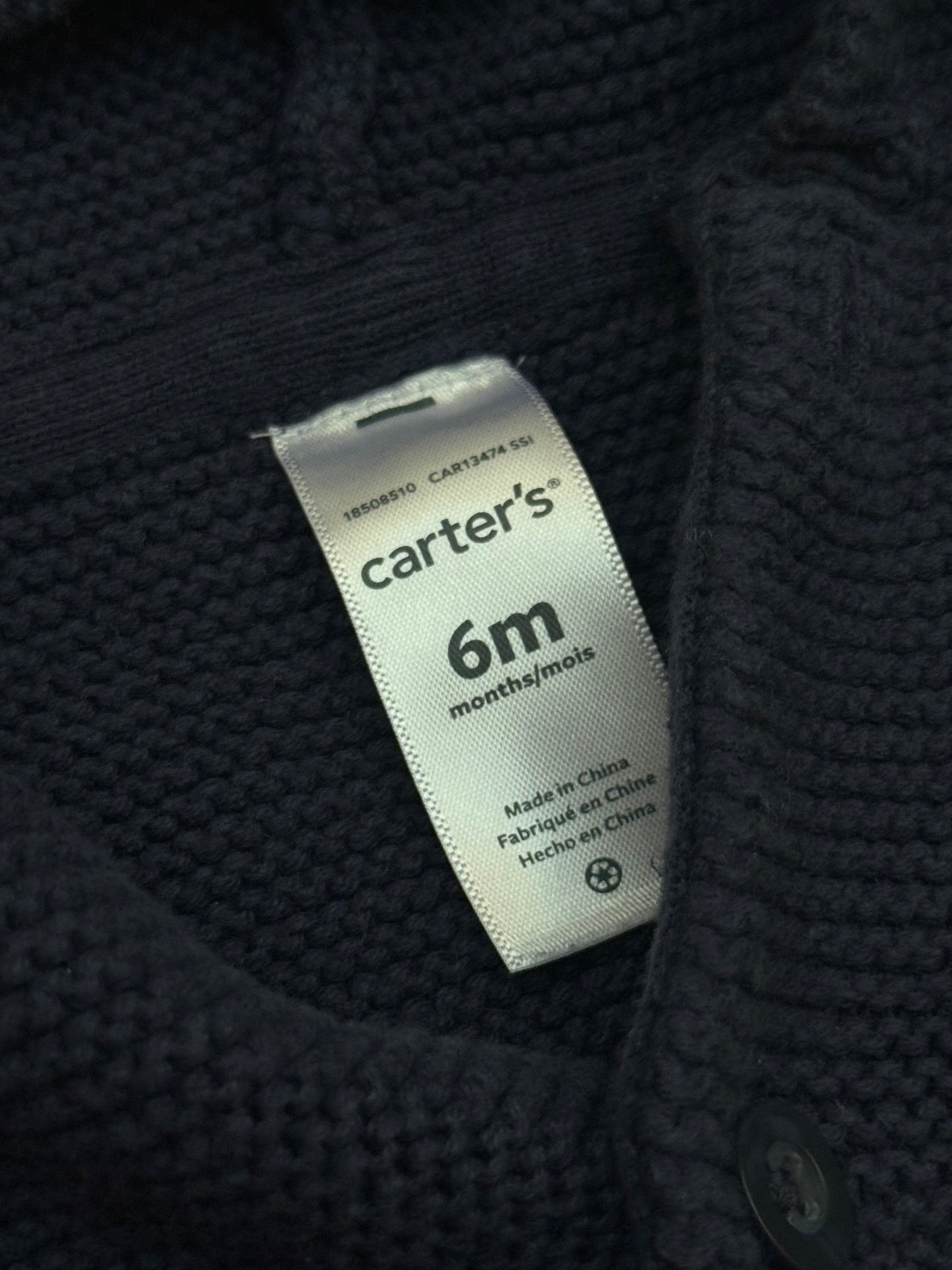 Carter's Navy Dino Hoodie Cardigan 6M