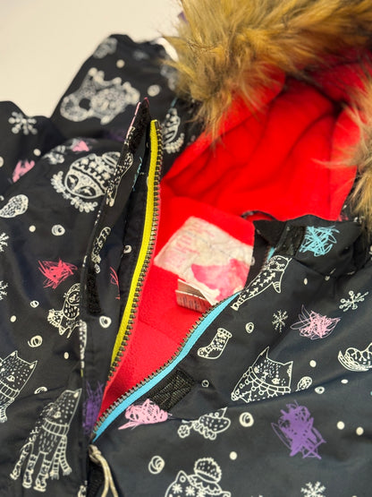 Deux Par Deux Winter Snowsuit Cat Print 3T