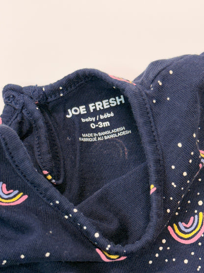 Joe Fresh Navy Rainbow Long Sleeve Top 0-3m
