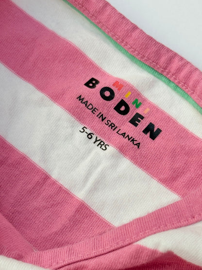 Mini Boden Floral Turtle Stripe T-Shirt 5-6Y