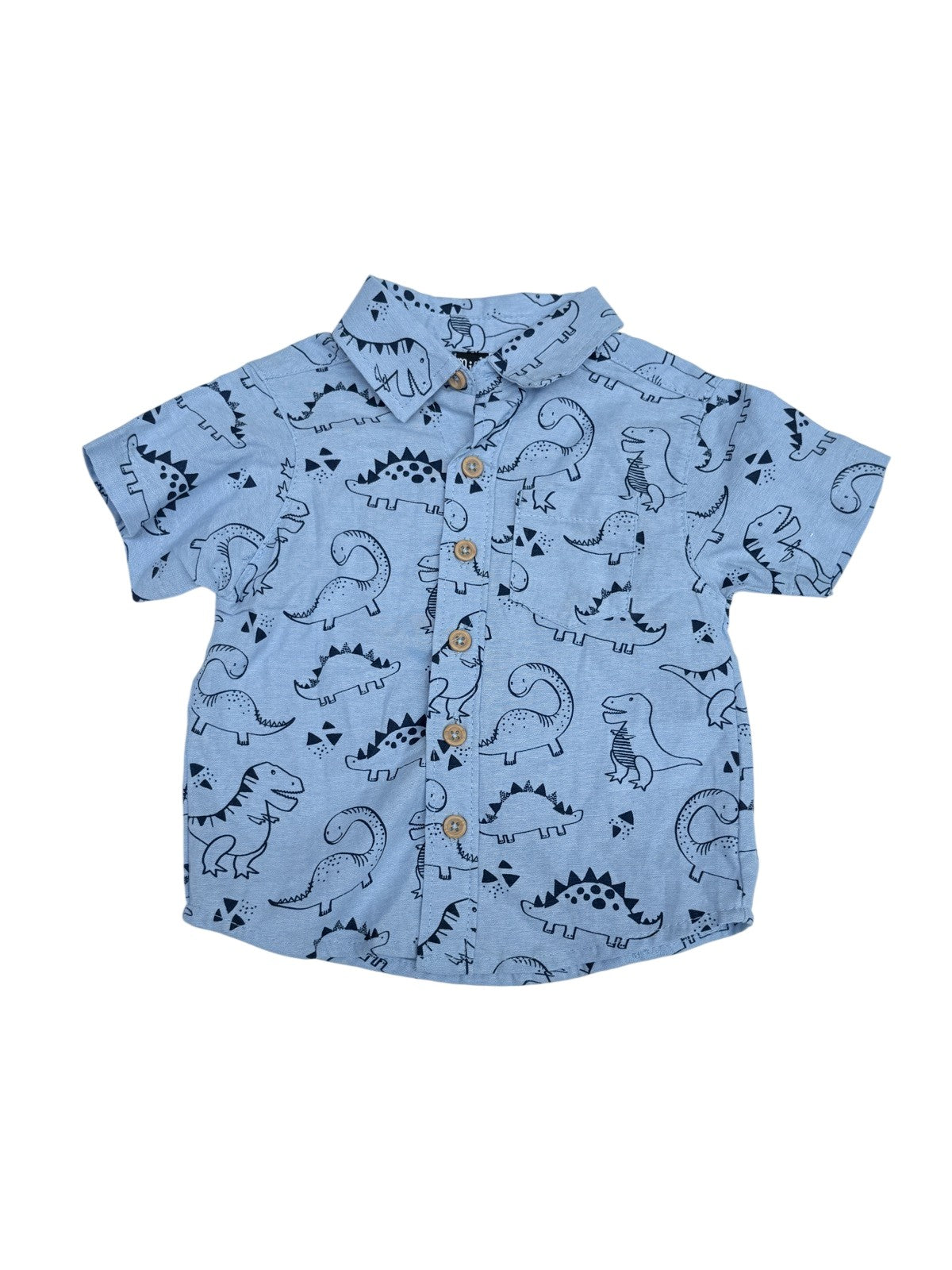 Mick Mack Dinosaur Print Button-Up Shirt 12M