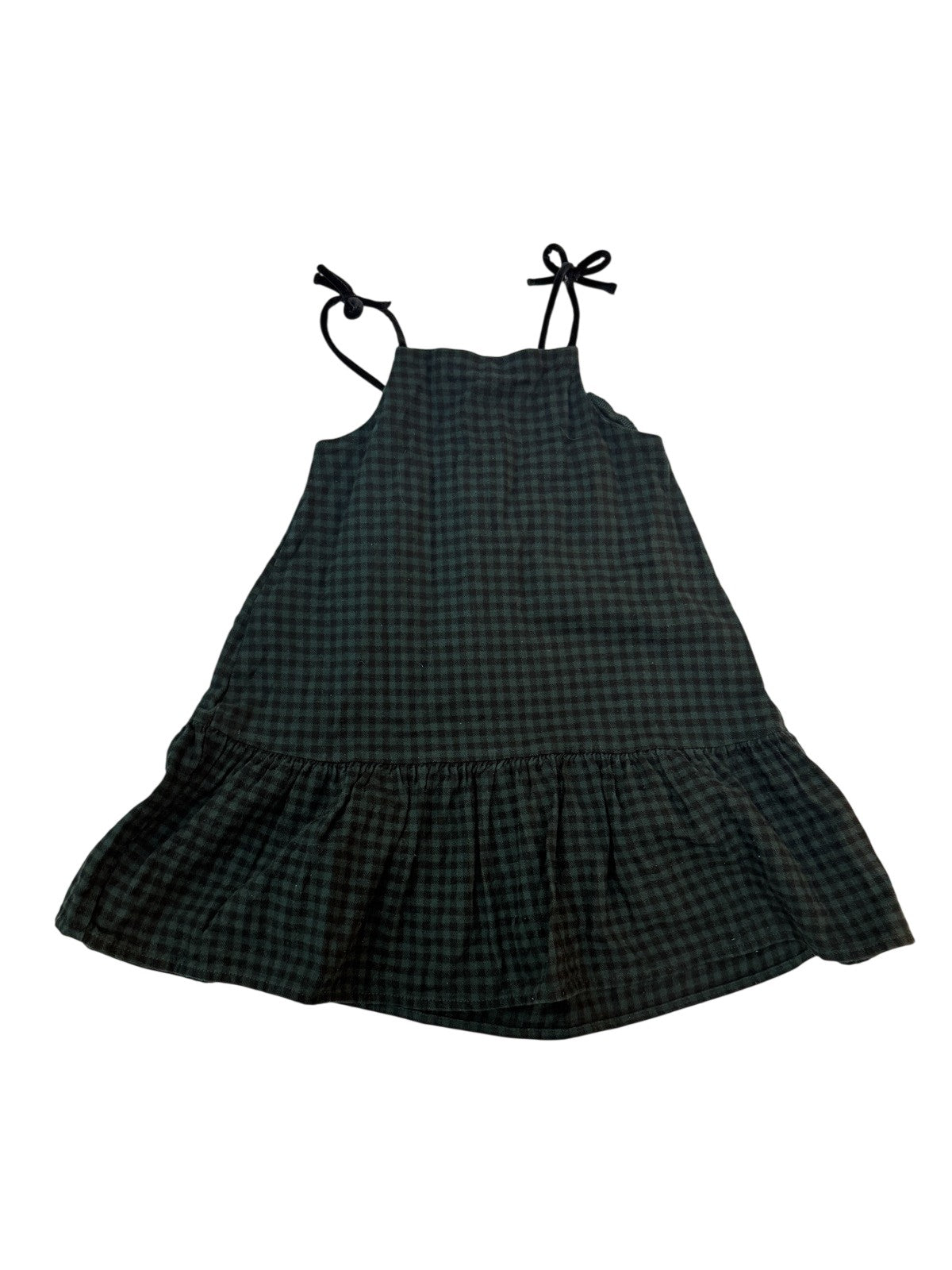 Old Navy Green Gingham Tie-Strap Dress 4T