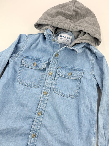 Old Navy Denim Hooded Shirt Size S (6-7) 6-7