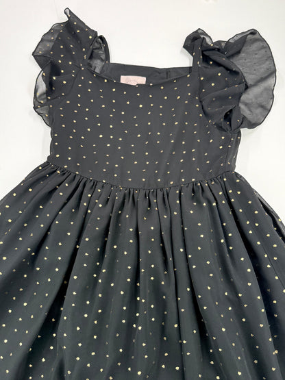 Pastourelle NYC Black Gold Dot Dress Size 8