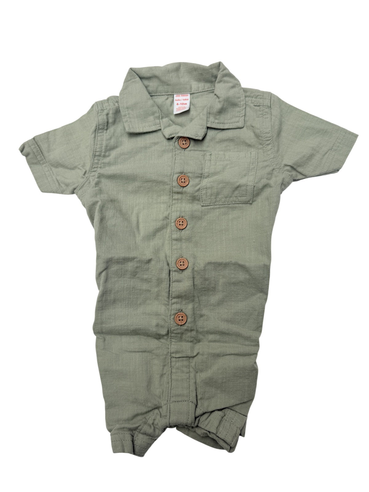 Joe Fresh Olive Button-Up Romper 6-12M