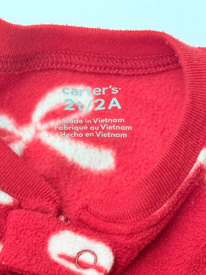 Carter's Red Bow Print Fleece Footed Sleeper 2T