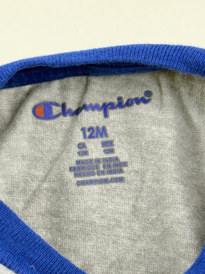 Champion Gray Blue Snap Romper Size 12M