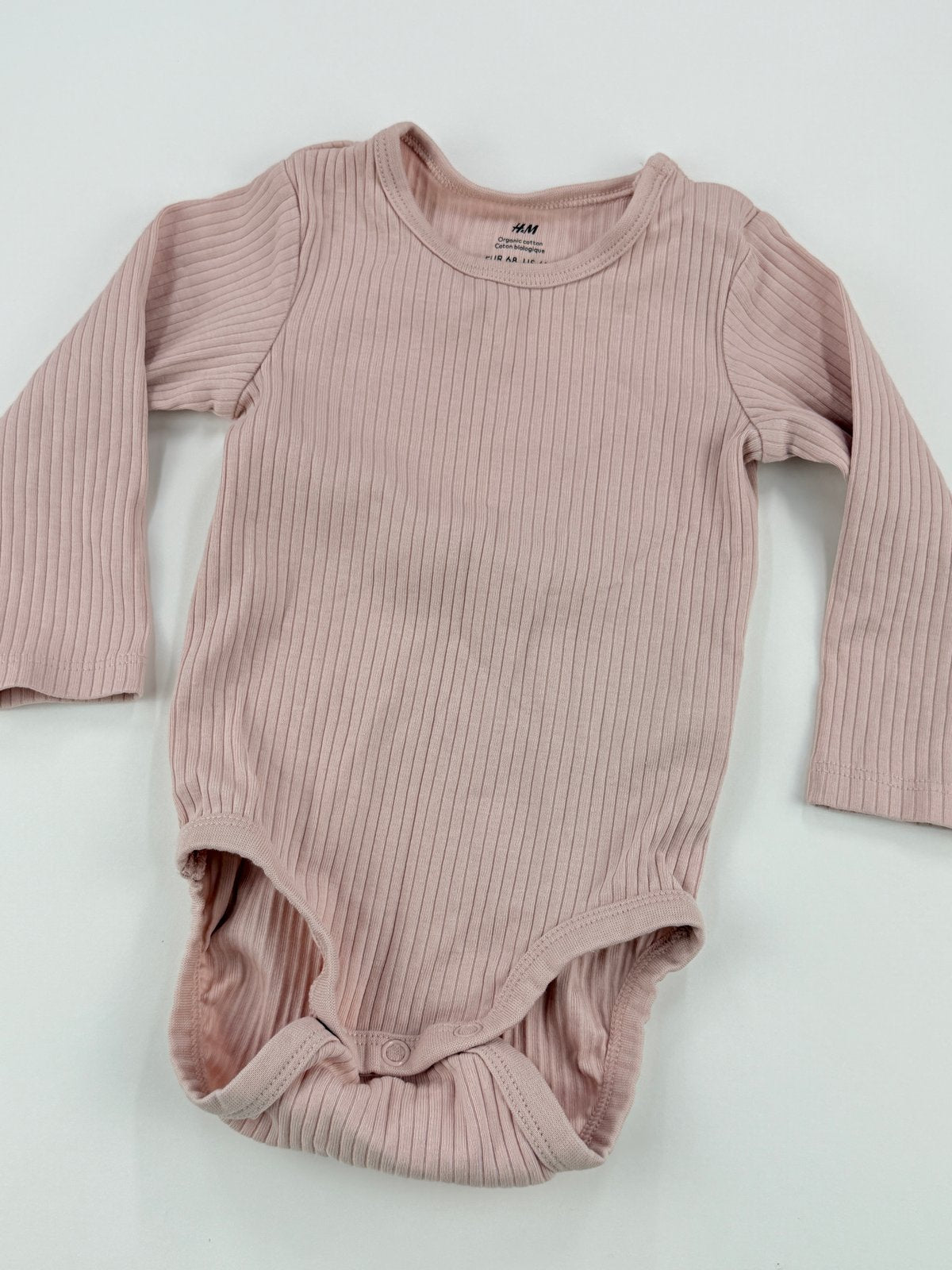H&M Pink Ribbed Long Sleeve Bodysuit 4-6M