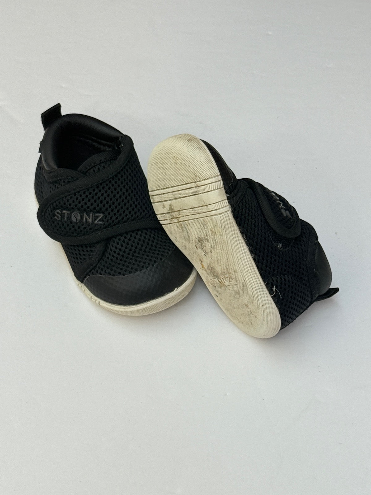 Stonz Black Mesh Sneakers 6-12M
