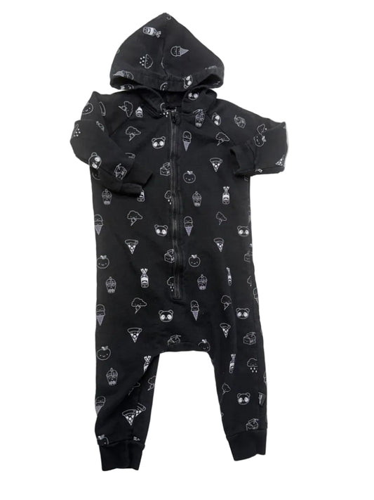 Whistle & Flute Black Food Print Onesie 1-2Y
