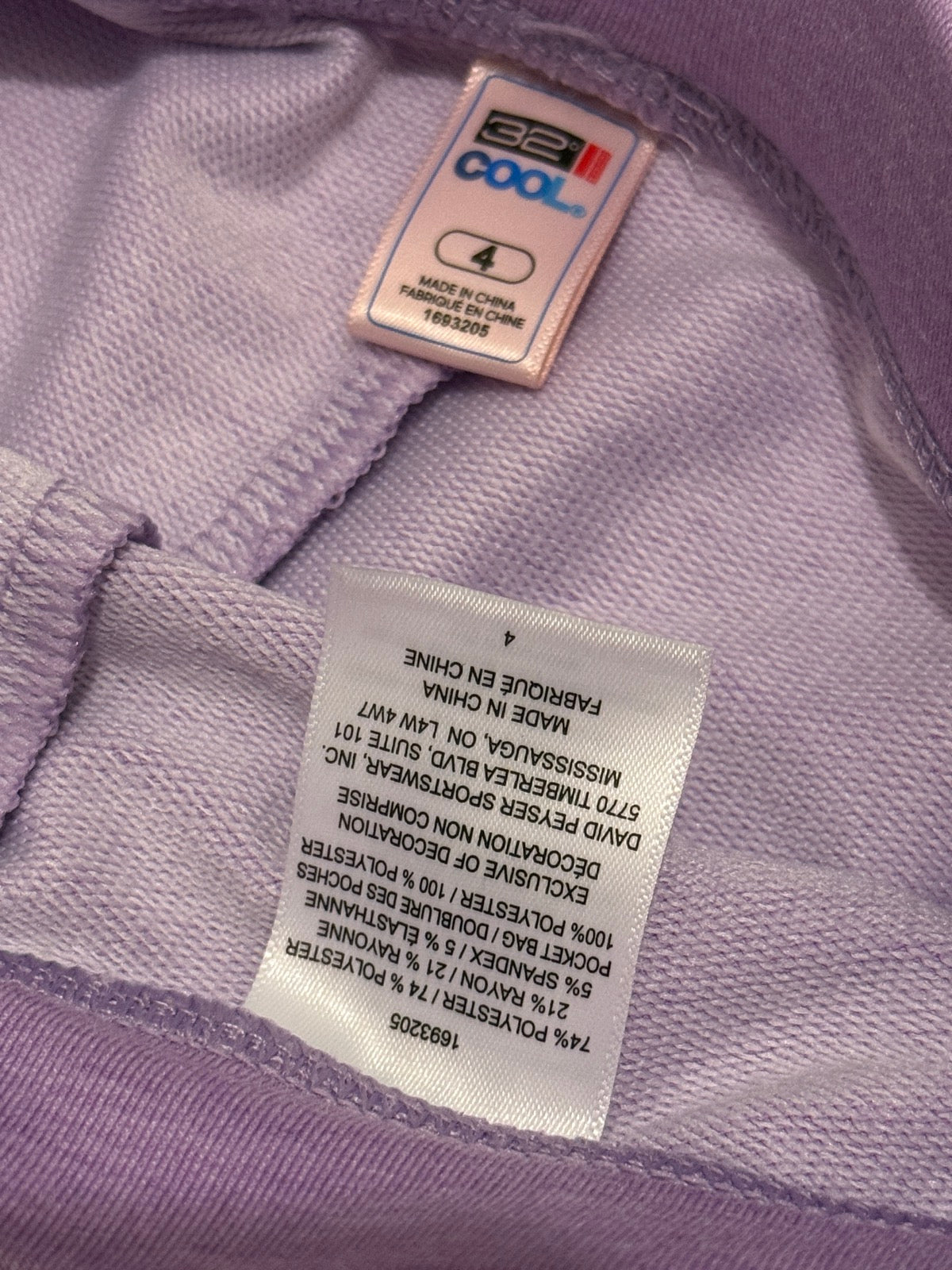 32 Degrees Cool Purple Shorts Size 4