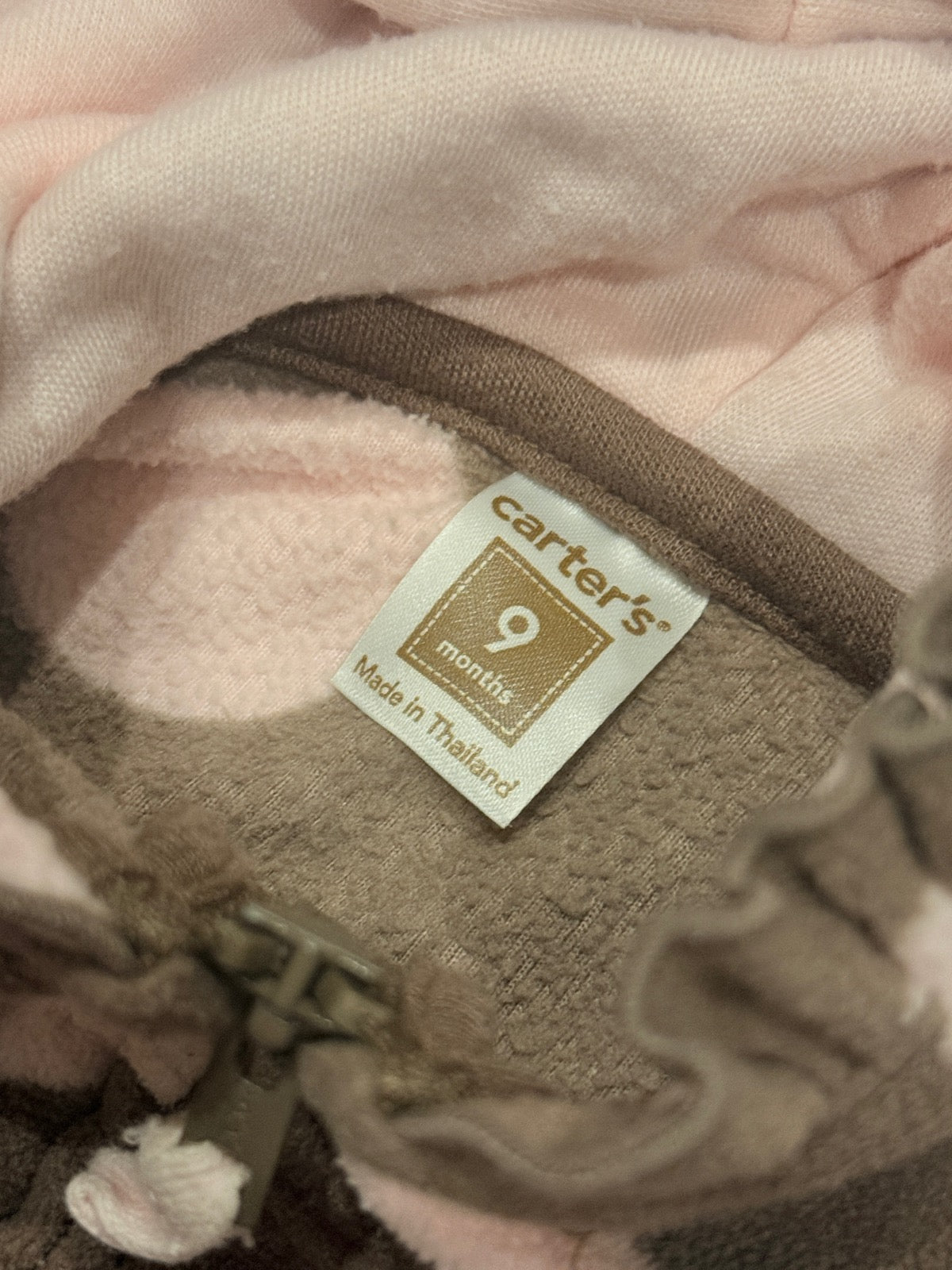 Carter's Pink Polka Dot Fleece Hoodie 9m