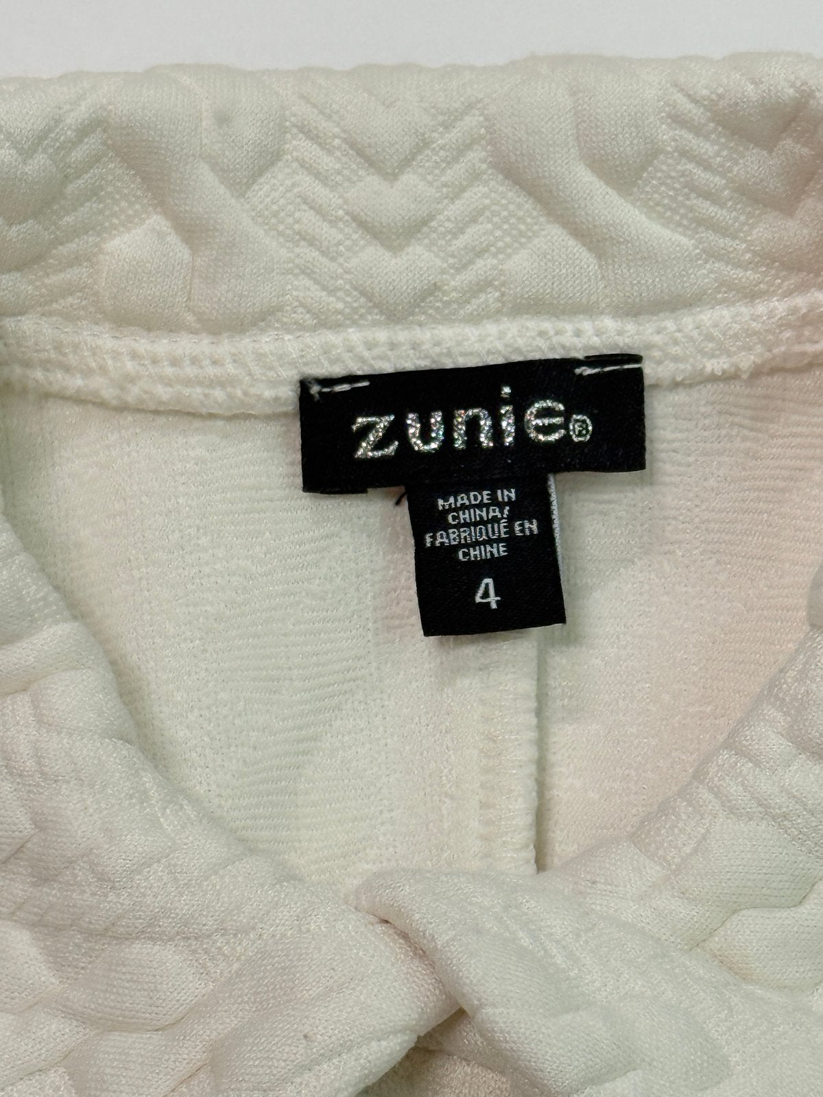 Zunie Cream Textured Coat Size 4
