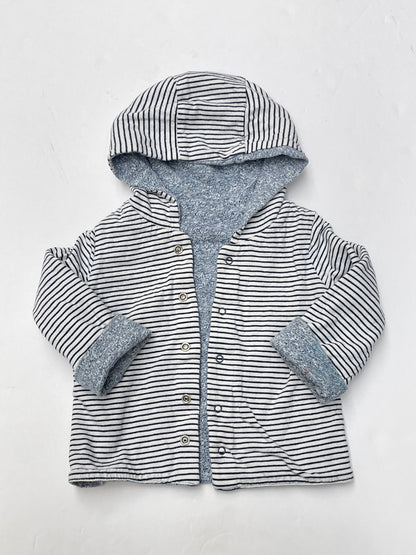 Reversible Blue Marl Striped Hooded Jacket