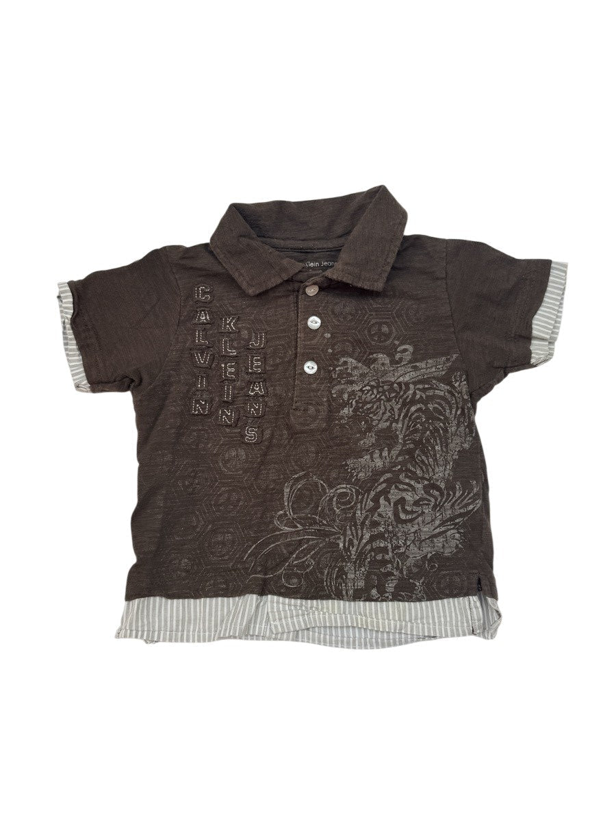 Calvin Klein Jeans Brown Embroidered Top Size 2
