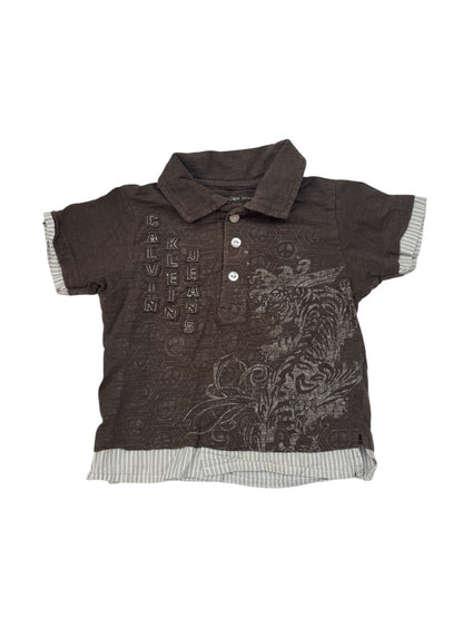 Calvin Klein Jeans Brown Embroidered Top Size 2