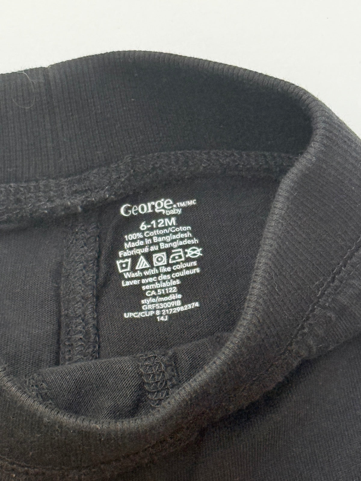 George Baby Black Joggers 6-12M