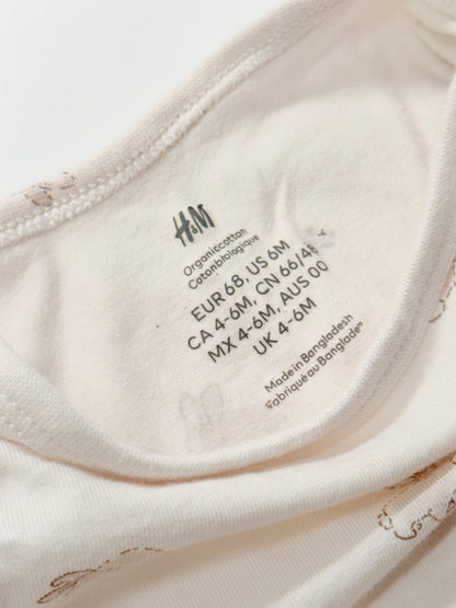 H&M Cream Bunny Print Bodysuit 6M