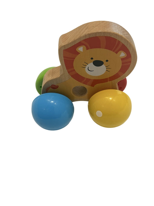 Playgo Large Wooden Lion Ball Push Toy