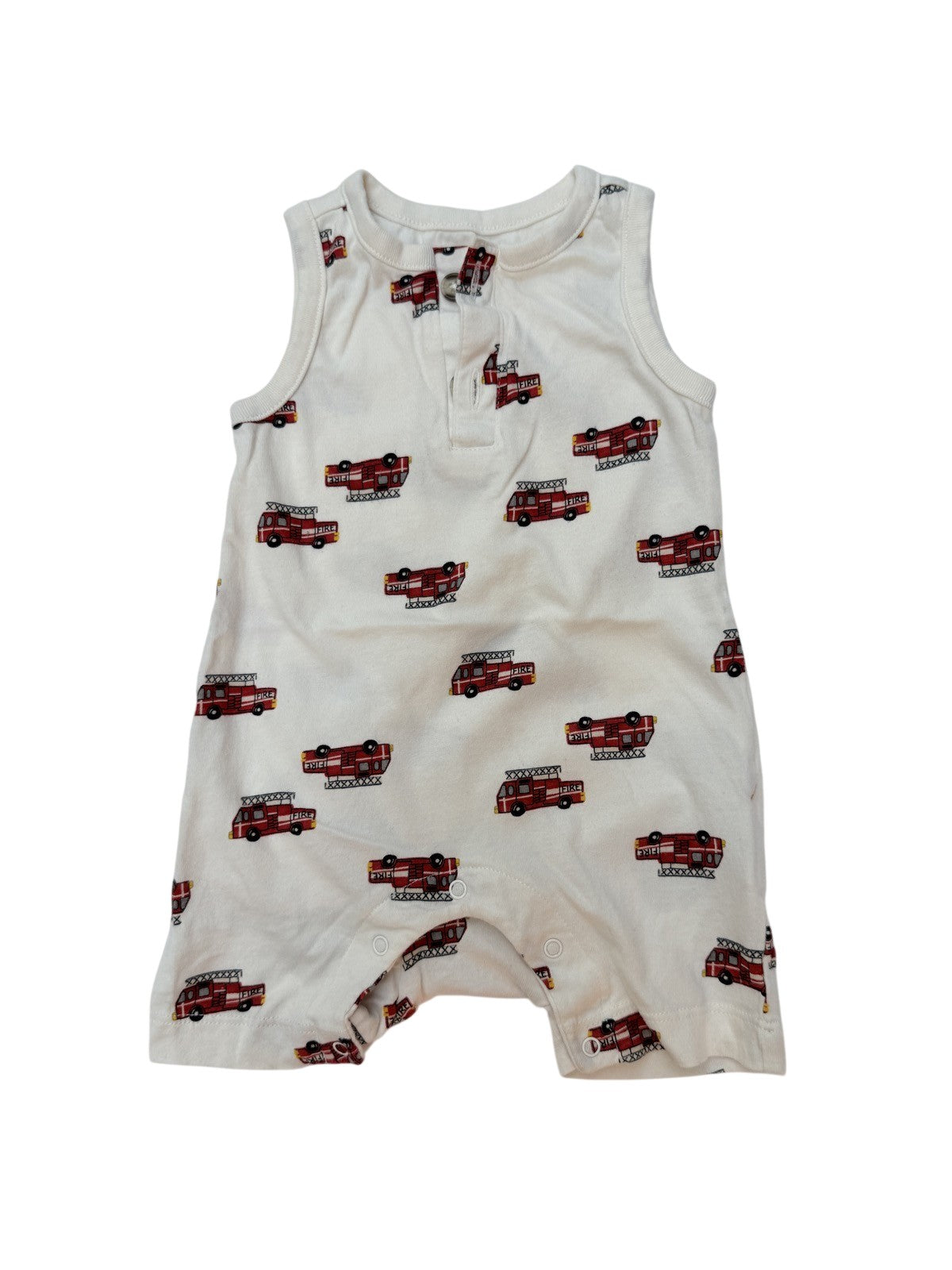 Old Navy Fire Truck Print Romper 6-12M
