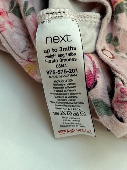 Next Floral Pink Footed Sleeper 0-3m