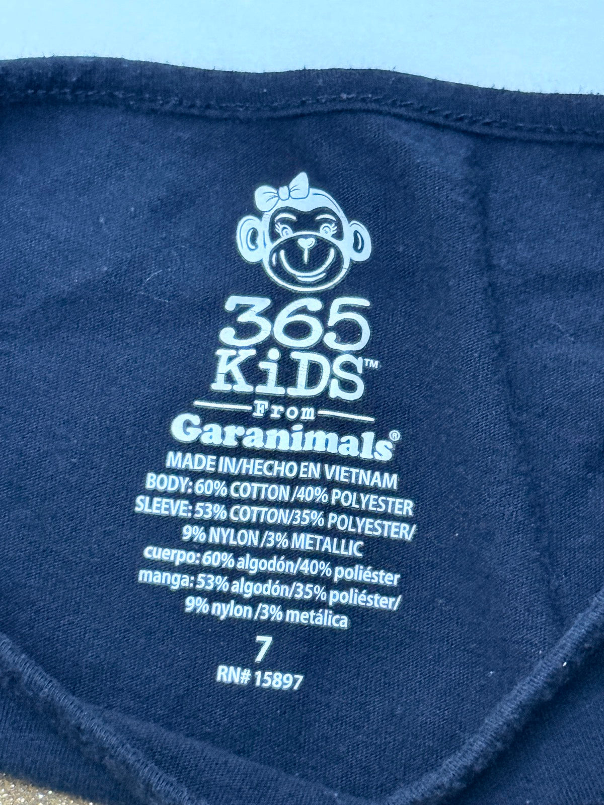 365 Kids from Garanimals Glitter Heart Long Sleeve T-Shirt Size 7