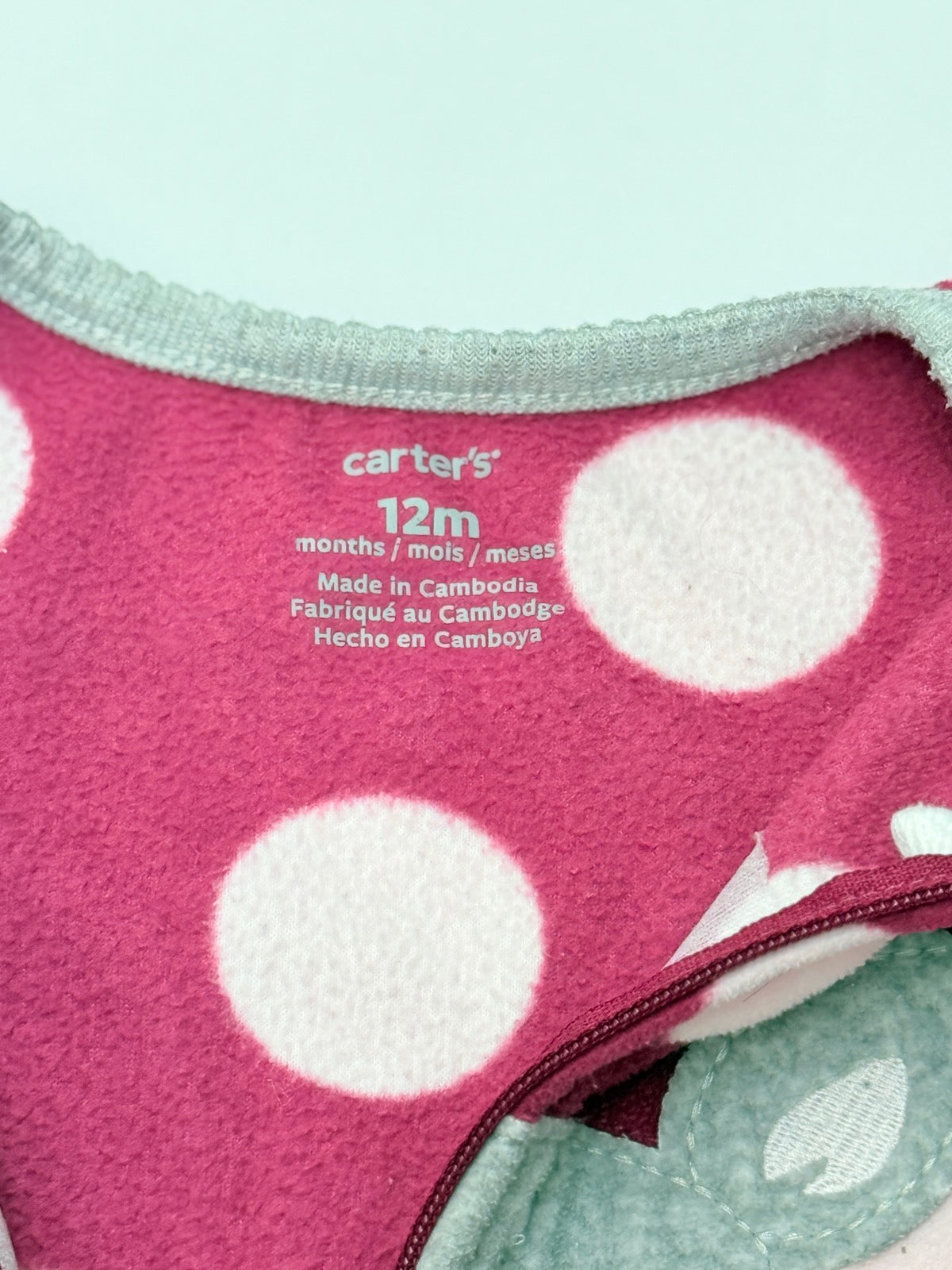 Carter's Deer Polka Dot Fleece Sleeper 12M