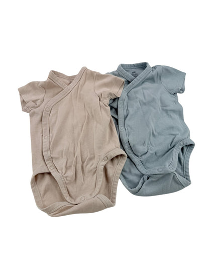 H&M Organic Cotton Wrap Bodysuit 2-Pack 3M