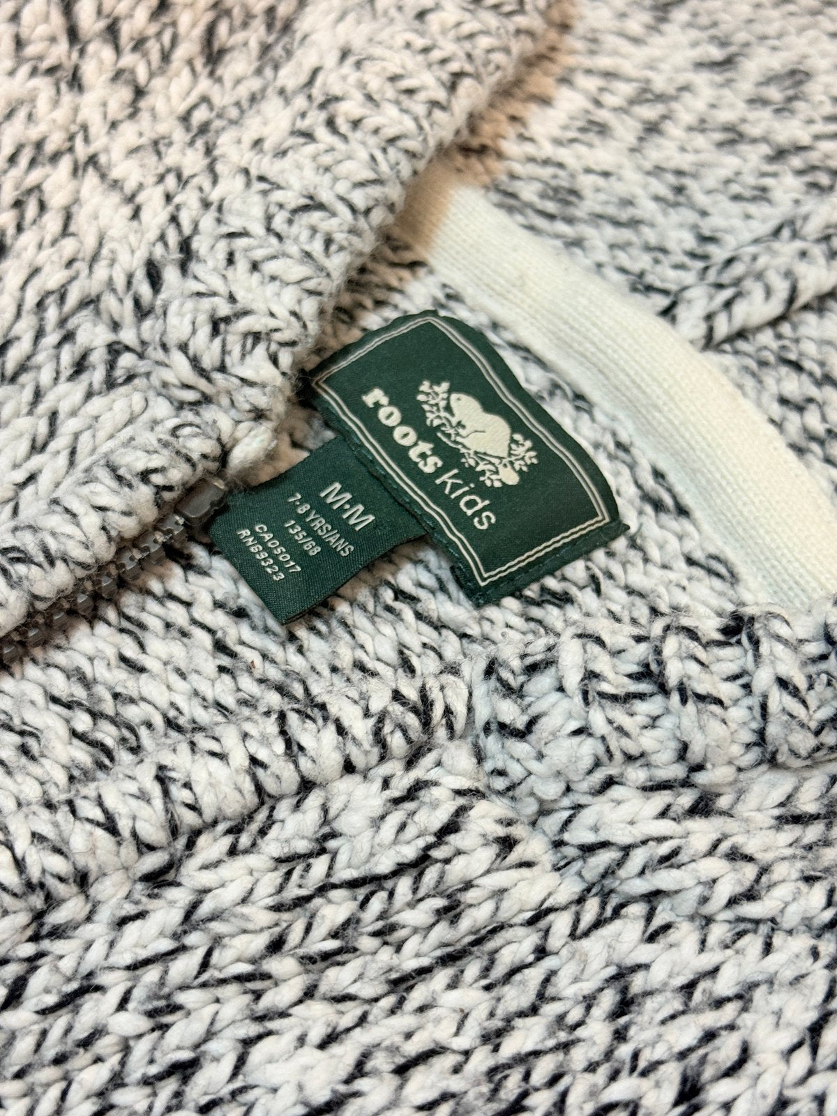 Roots Kids Knit Hooded Quarter-Zip Sweater Size 7-8