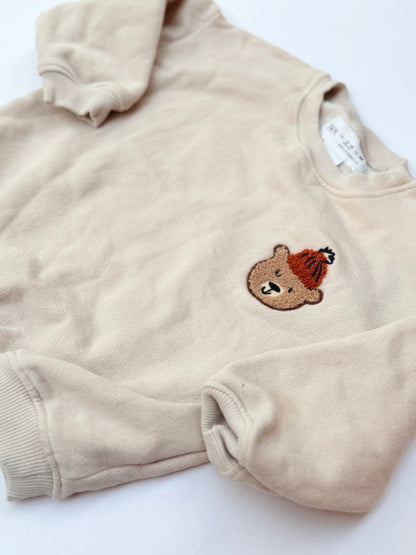 Zara Bear Embroidered Sweatshirt 12-18m