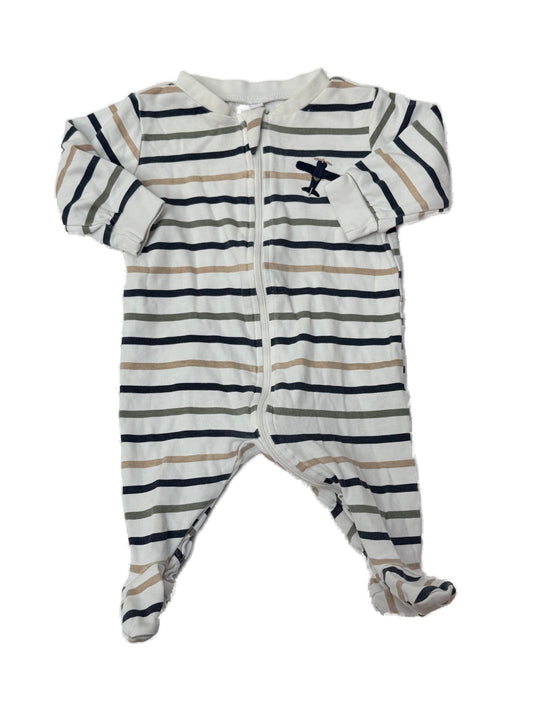 Pekkie Striped Airplane Footed Sleeper 3M