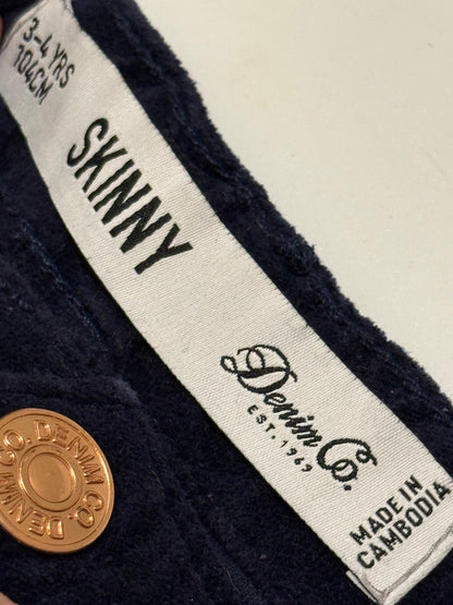Denim Co Navy Corduroy Skinny Pants 3-4Y