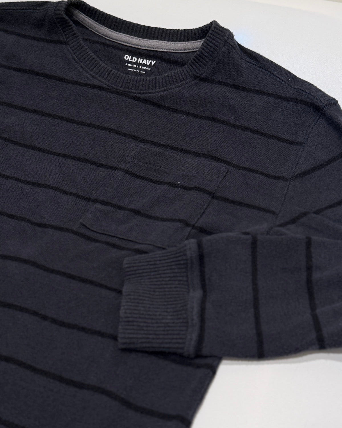 Old Navy Knit Black Striped Sweater Size 10-12