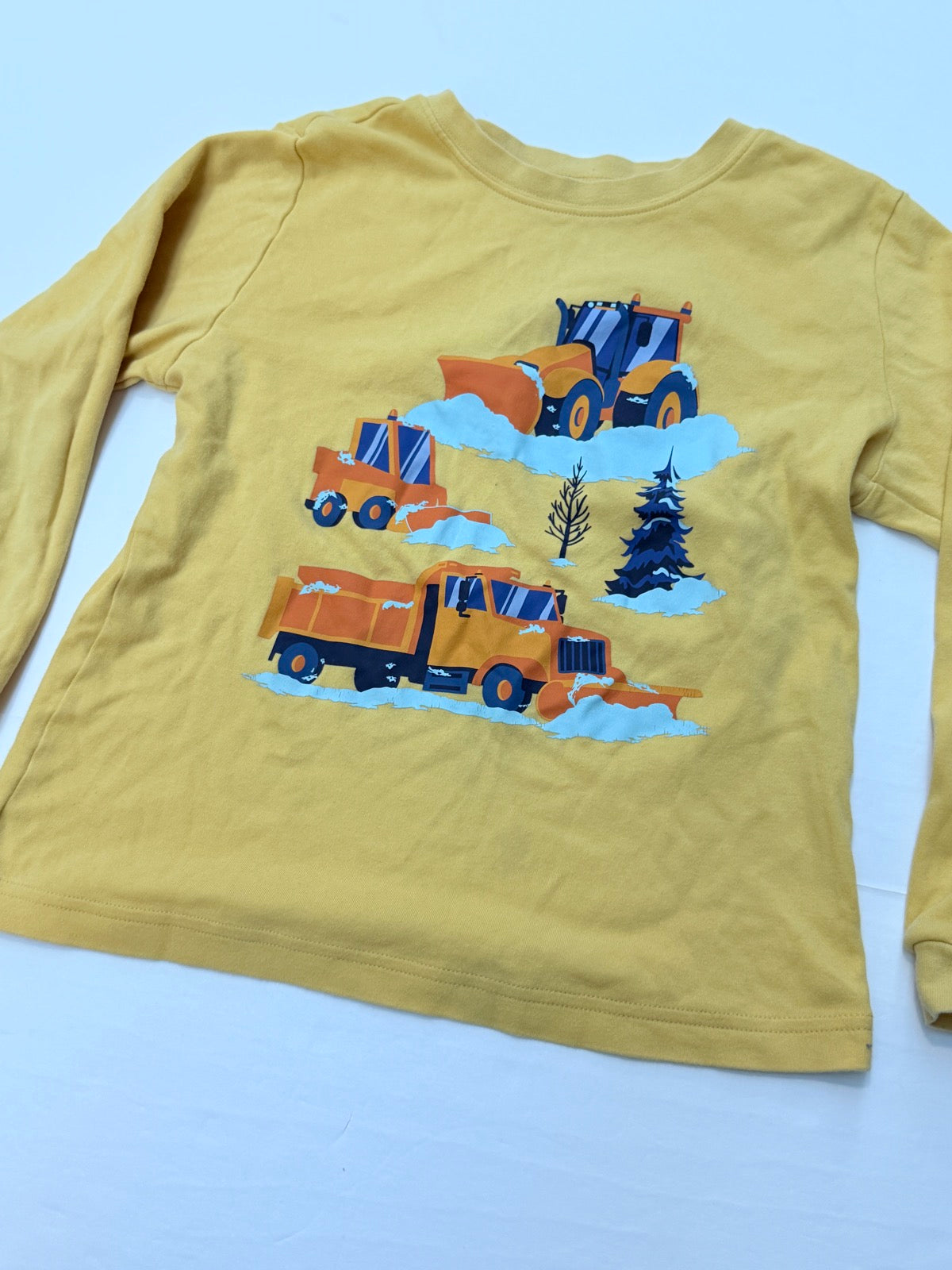 Pekkle Snow Plow Trucks Long Sleeve T-Shirt Size 7/8