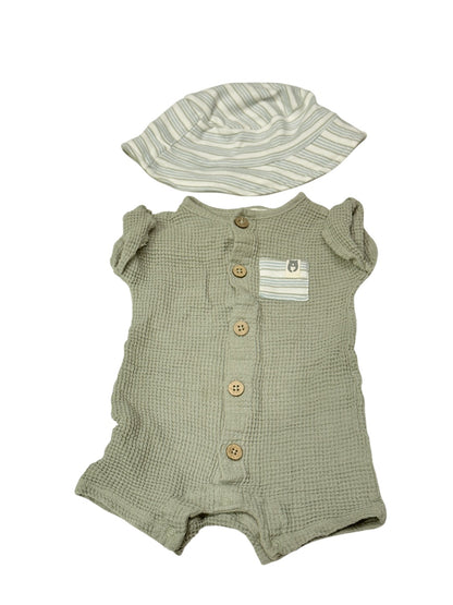 Rabbit + Bear Organic Romper & Hat Set 6-9M