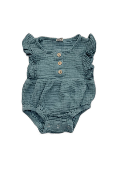 Cotton Muslin Ruffle Baby Romper 6-9m