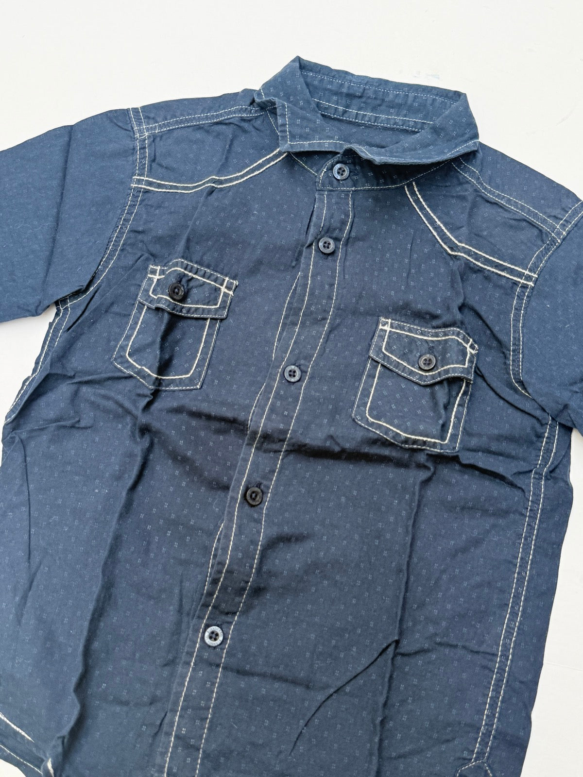 Burnside Navy Dot Print Button-Up Shirt 6