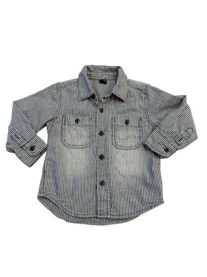 Baby Gap Blue Stripe Button Shirt 2T