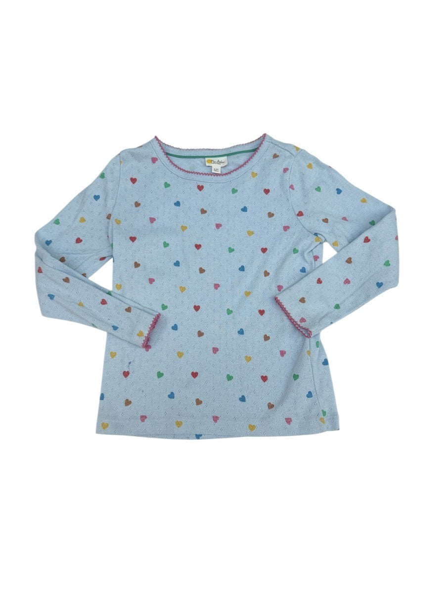 Mini Boden Heart Print Long Sleeve Top 4-5Y