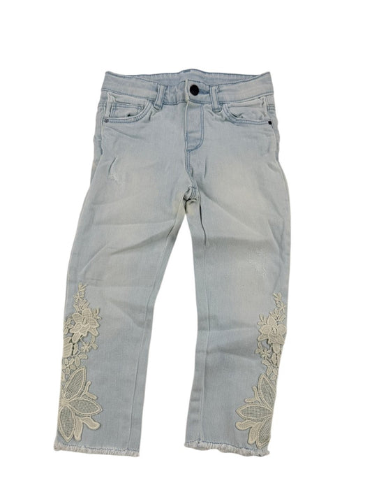 Zara Baby Girl Light Wash Lace Jeans Size 2/3