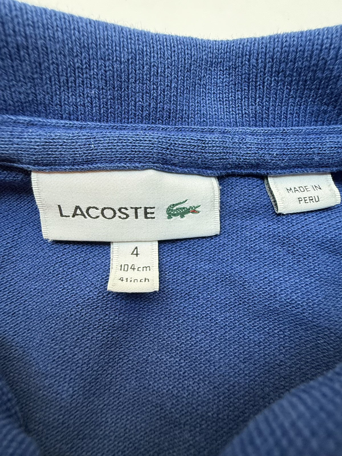 Lacoste Blue Polo Shirt Size 4
