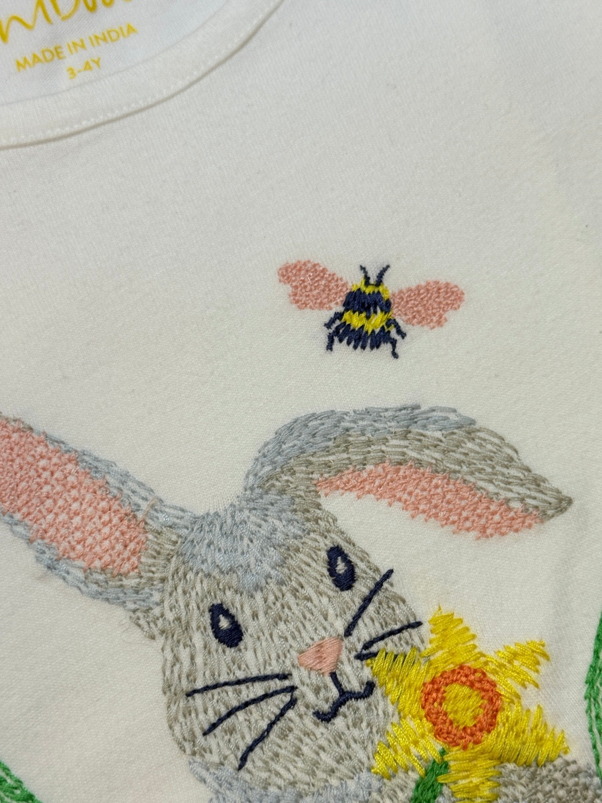 Mini Boden Embroidered Bunny T-Shirt 3-4Y