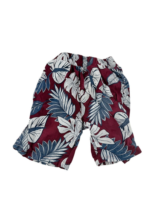 Burgundy Tropical Leaf Print Shorts Size 4-5Y