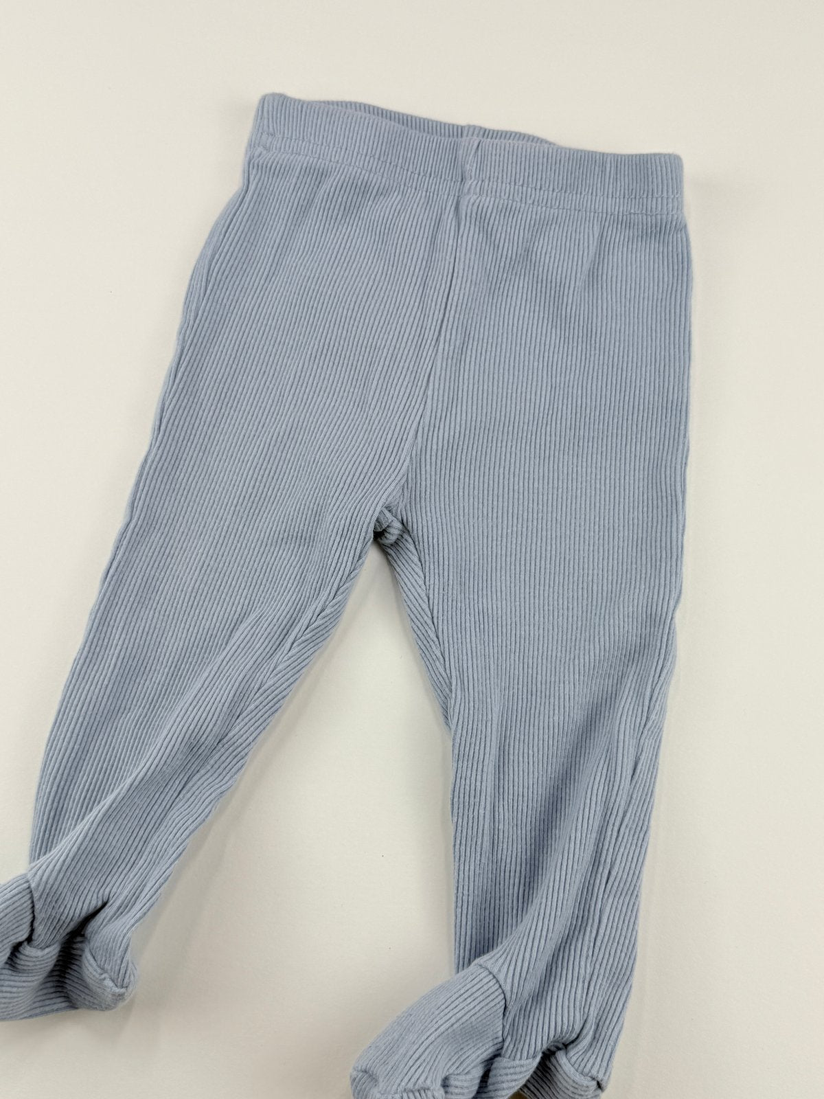 Chick Pea Blue Ribbed Footed Pants 3-6M