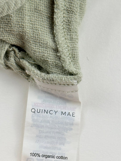 Quincy Mae Sage Green Muslin Romper 0-3M