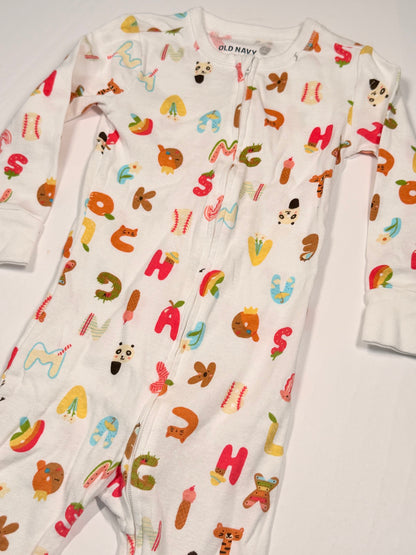 Old Navy Alphabet Print Footed Pajamas 2T