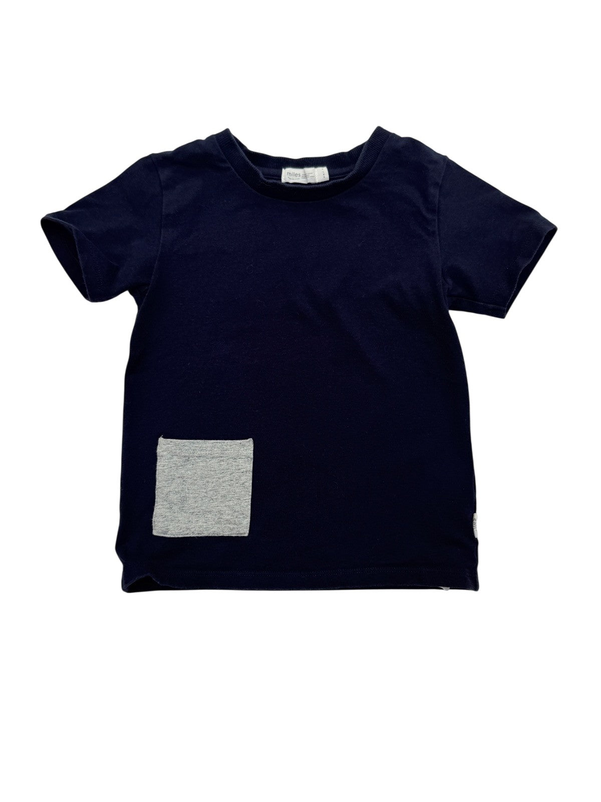 Miles Navy T-Shirt Grey Pocket Size 3