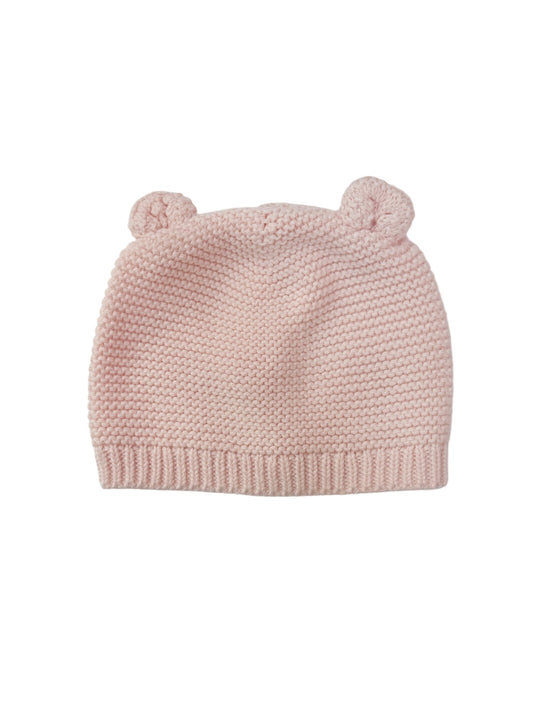 Pink Knit Bear Ear Baby Hat 0-3m