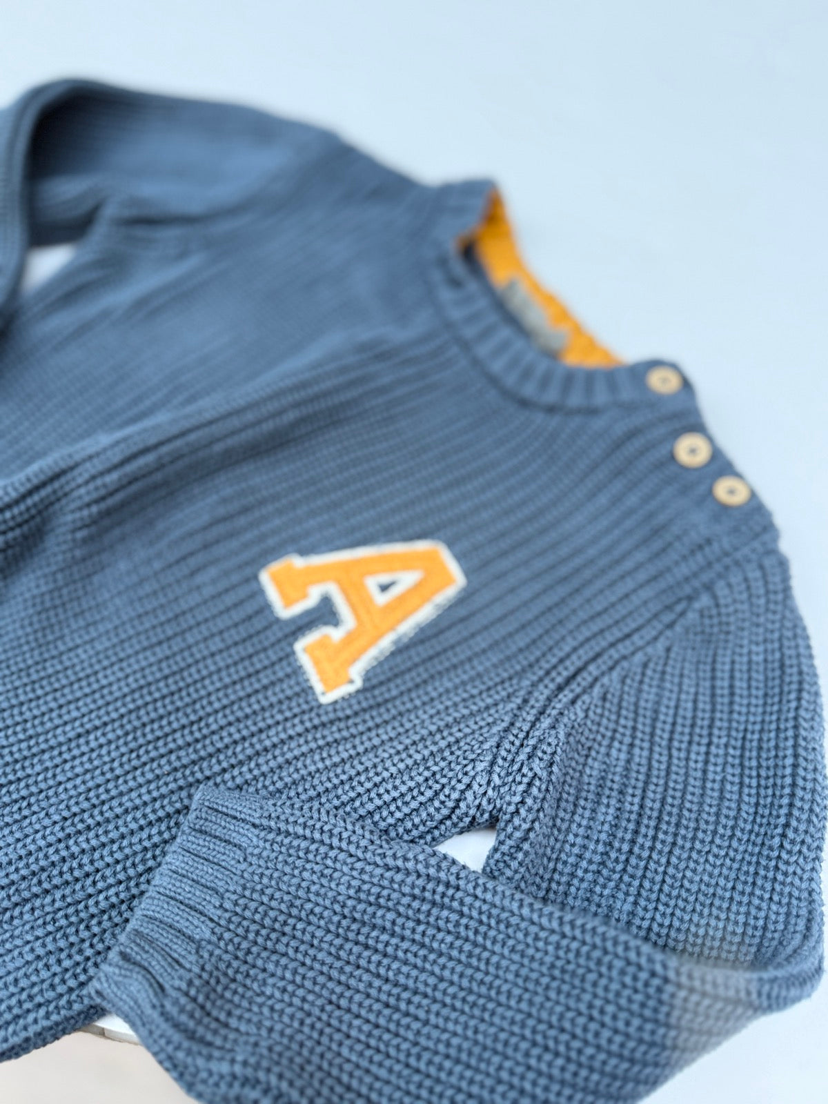 Bout'Chou Blue Knit Sweater Letter A 3T